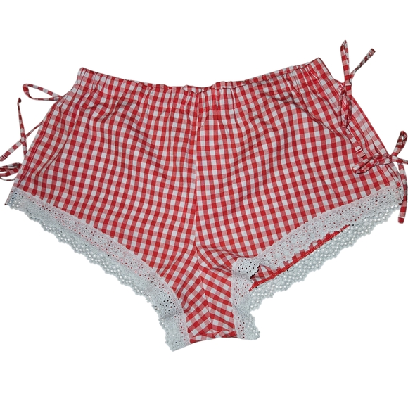 Colsie 2 Piece Red Checkered Women's Pajama Set Top Size Lg, Shorts Size Md NWT - Picture 3 of 11